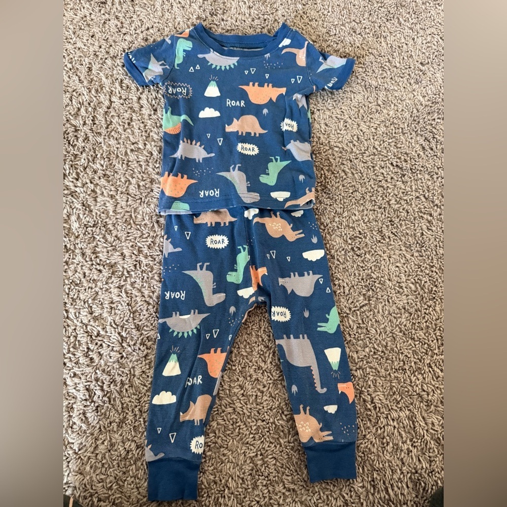 Preloved Old Navy Kids Dinosaur Pajama Set - Blue and Orange